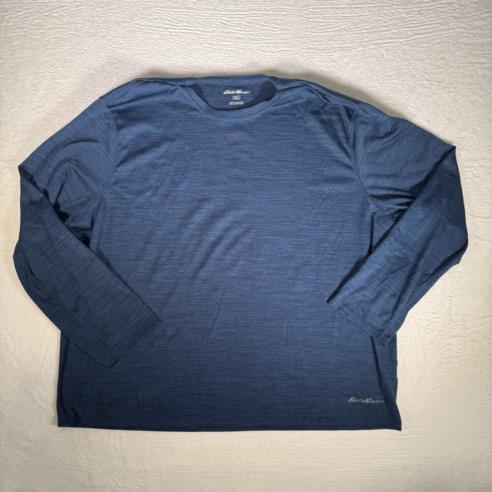 Eddie Bauer Legend Wash Shirt Mens XXL Blue Long Sleeve Tee‎ Solid Crew Cotton